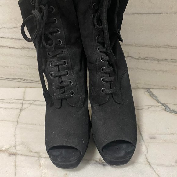 Miu Miu Suede Peep Toe Booties - Picture 1 of 7